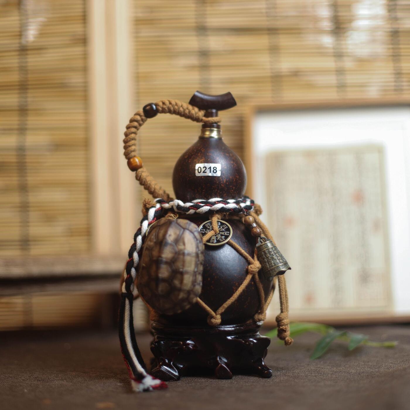听雨轩（9）精品 非遗工艺天然大漆酒葫芦 一物一图专场 精品非遗工艺天然大漆酒葫芦0218 600ml
