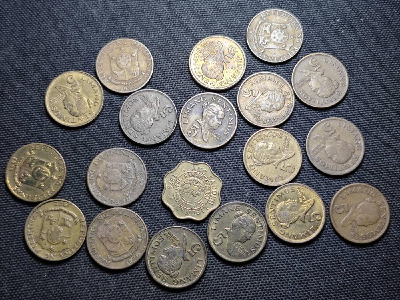 KK钱币收藏小铺  第359场  2月预留时间 周末发货  菲律宾5分铜币一组19枚