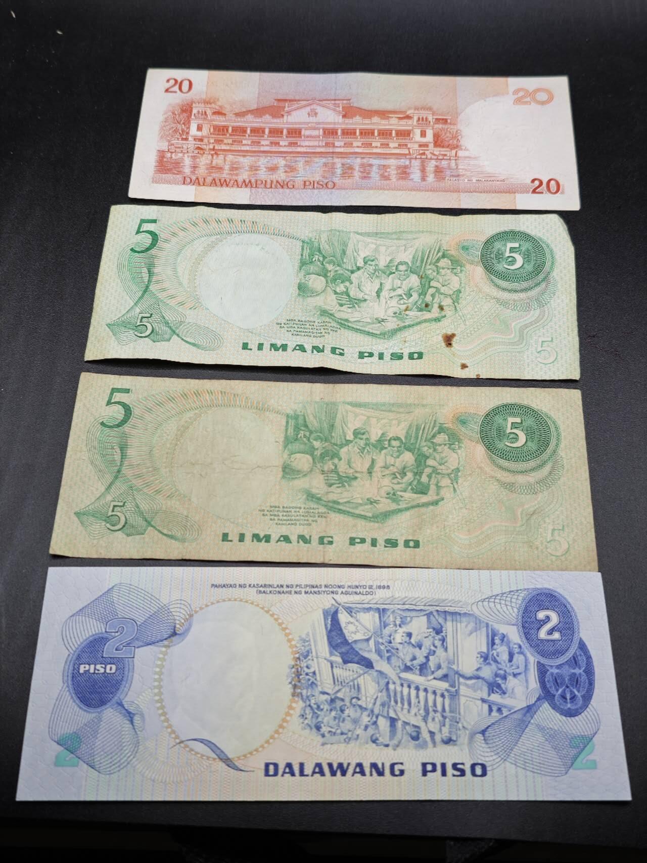 【淘币小摊】限时拍第七百七十七拍   纸币场  满百包邮可预留两周  周一统一发货  菲律宾2-5-10比索4张