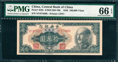上海炎玺拍卖 玺韵华章：第三章 - 1949年中央銀行金圓券拾萬圓