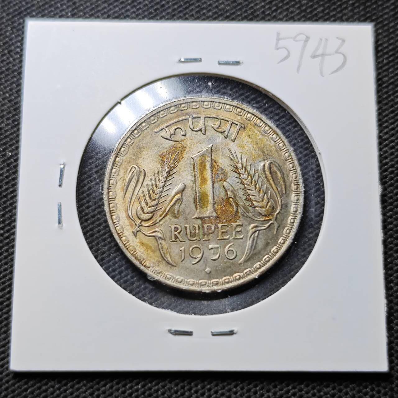 KK钱币收藏小铺  第359场  2月预留时间 周末发货  1976印度1卢比大币