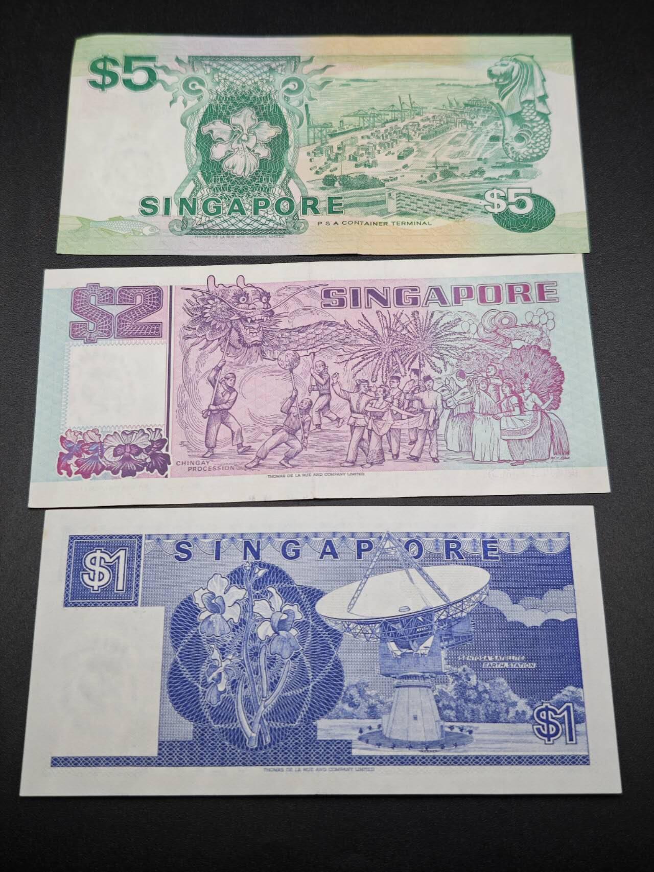 【淘币小摊】限时拍第七百七十七拍   纸币场  满百包邮可预留两周  周一统一发货  新加坡船版1-2-5元3张