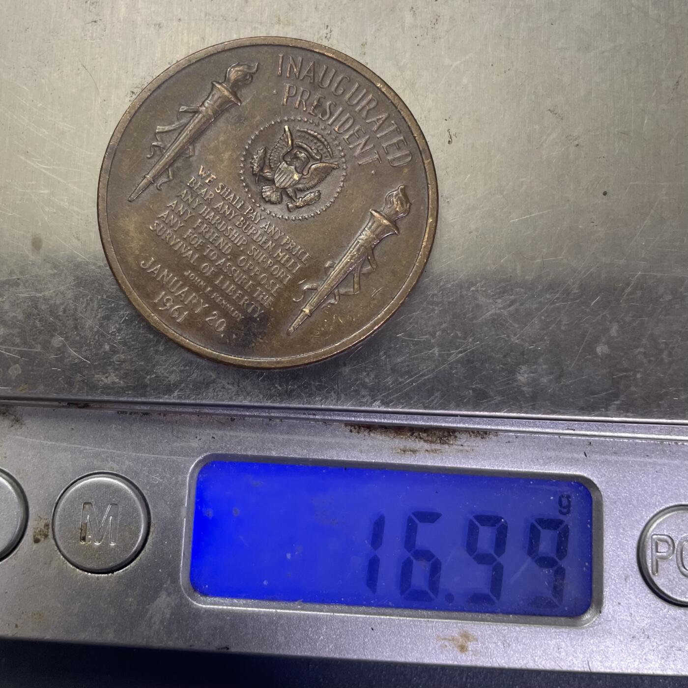 回流1026 美国1961年肯尼迪总统就职纪念章 包浆温润 设计精美