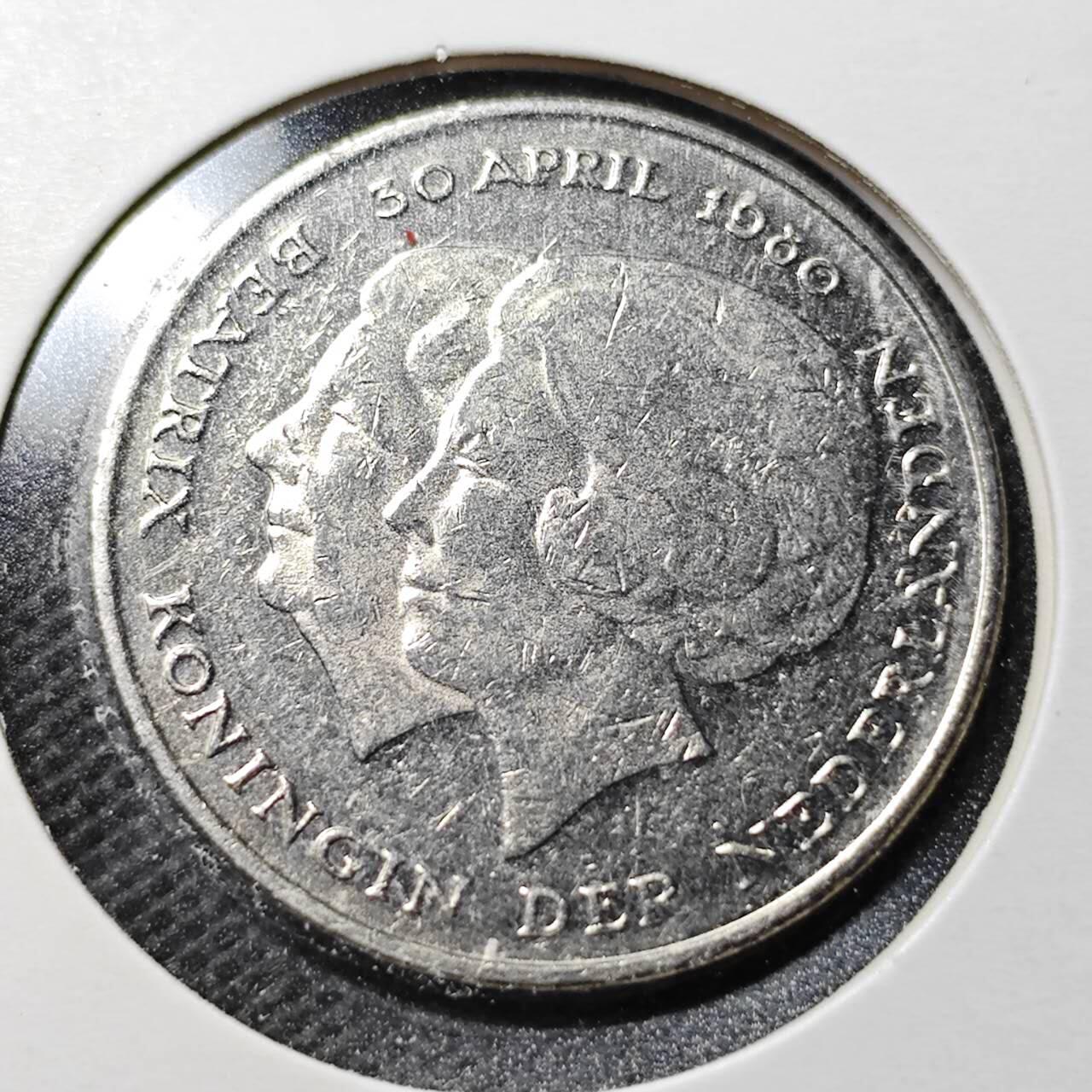 KK钱币收藏小铺  第359场  2月预留时间 周末发货 1960荷兰1盾纪念币 