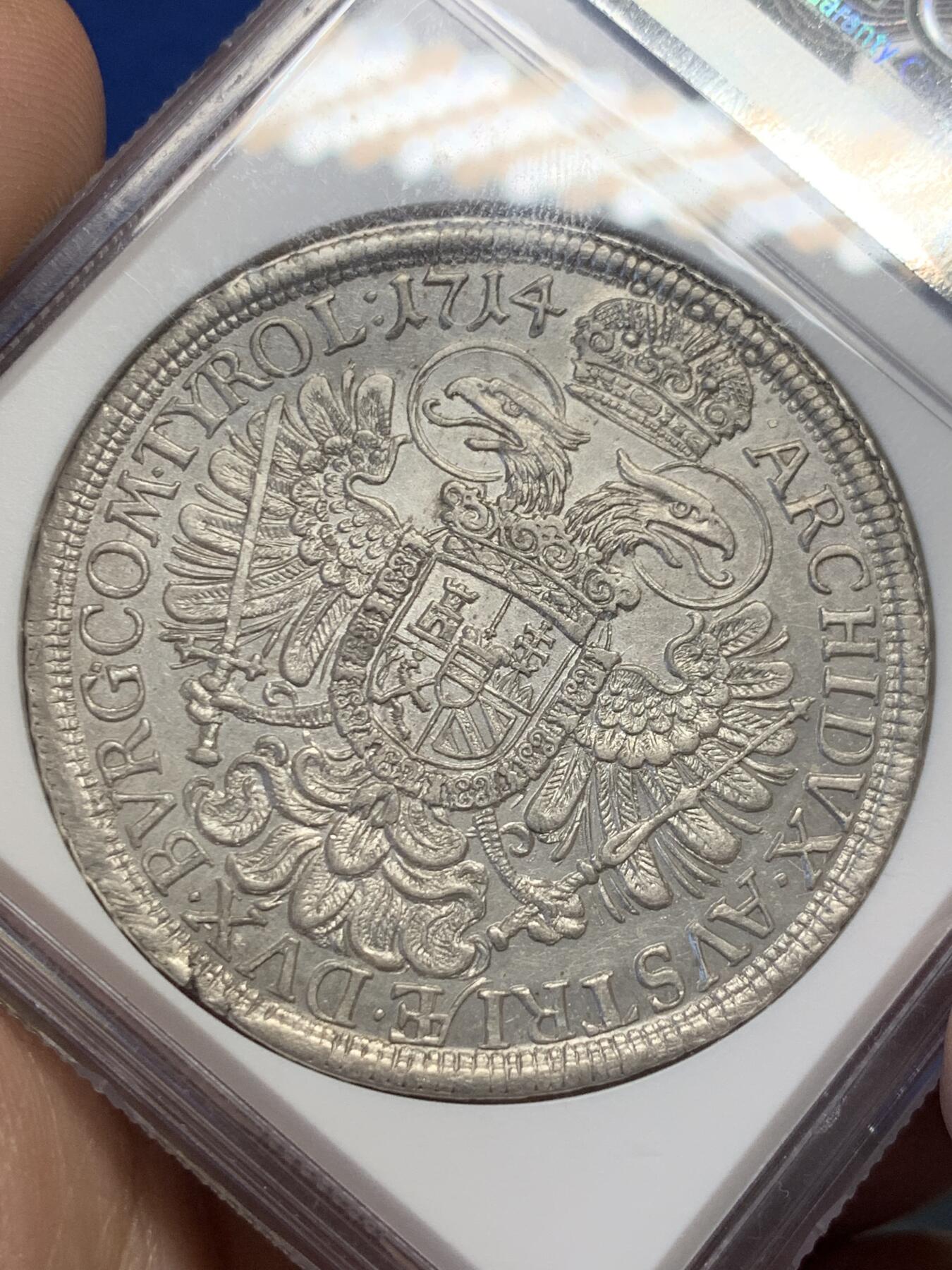 《竞宝斋》第432场 周日，周一 2场连拍 （全场包邮） NGC MS63 奥地利1714年查理六世（卡尔六世）1泰勒大银币 亚军分 更高分仅1枚