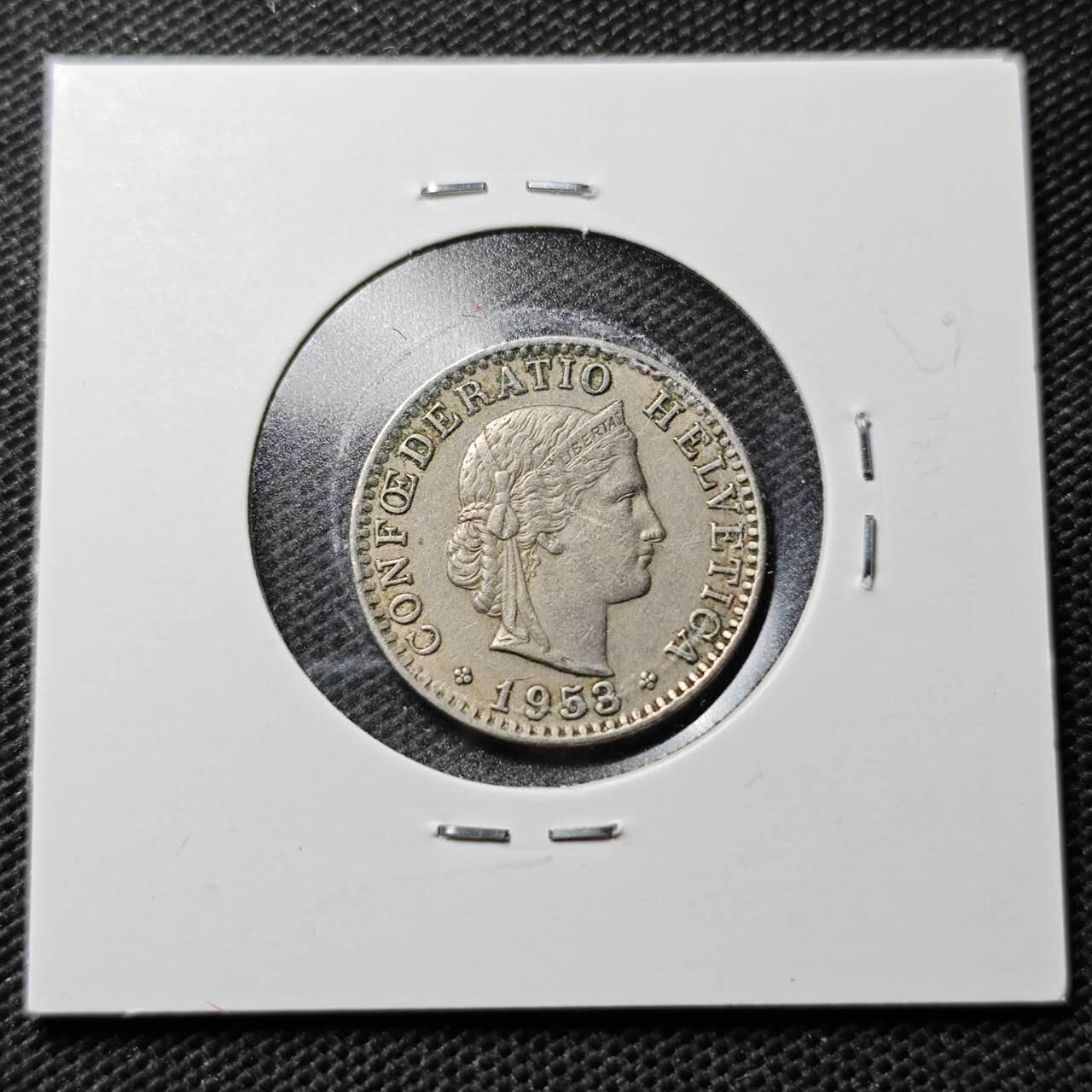 KK钱币收藏小铺  第359场  2月预留时间 周末发货  1953瑞士20分