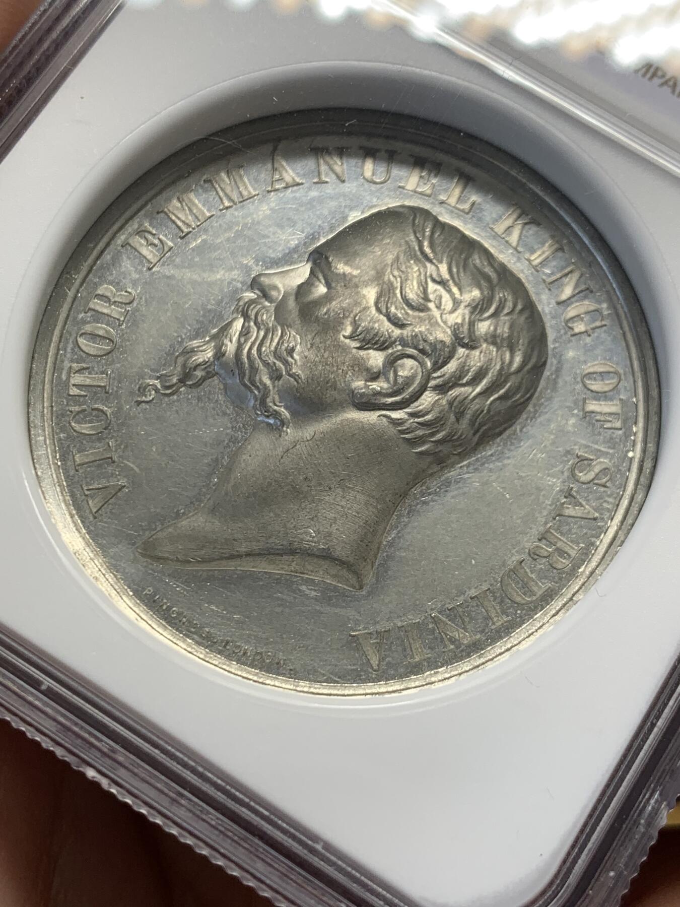 《竞宝斋》第432场 周日，周一 2场连拍 （全场包邮） NGC UNCD 英国1855年维克多·埃马纽埃尔二世国王访问伦敦纪念章 加厚盒 WM材质