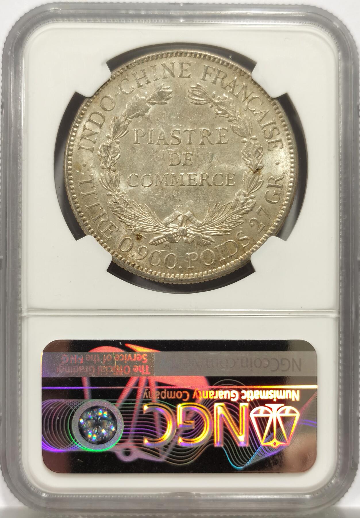 博洋堂“物美丰成”11月精品专场暨第145期（全场包邮） NGC MS62 法属印支1922年无字版坐洋大银币，仅有4枚更高分