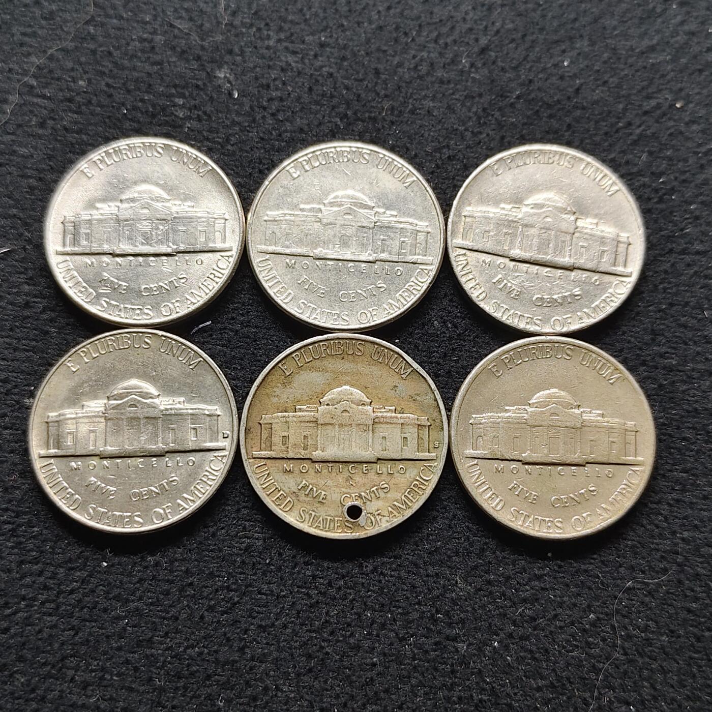 【全场包邮】纯粹捡漏拍472场（免费代拍第9场） 美国各年份杰弗逊5分6枚一组