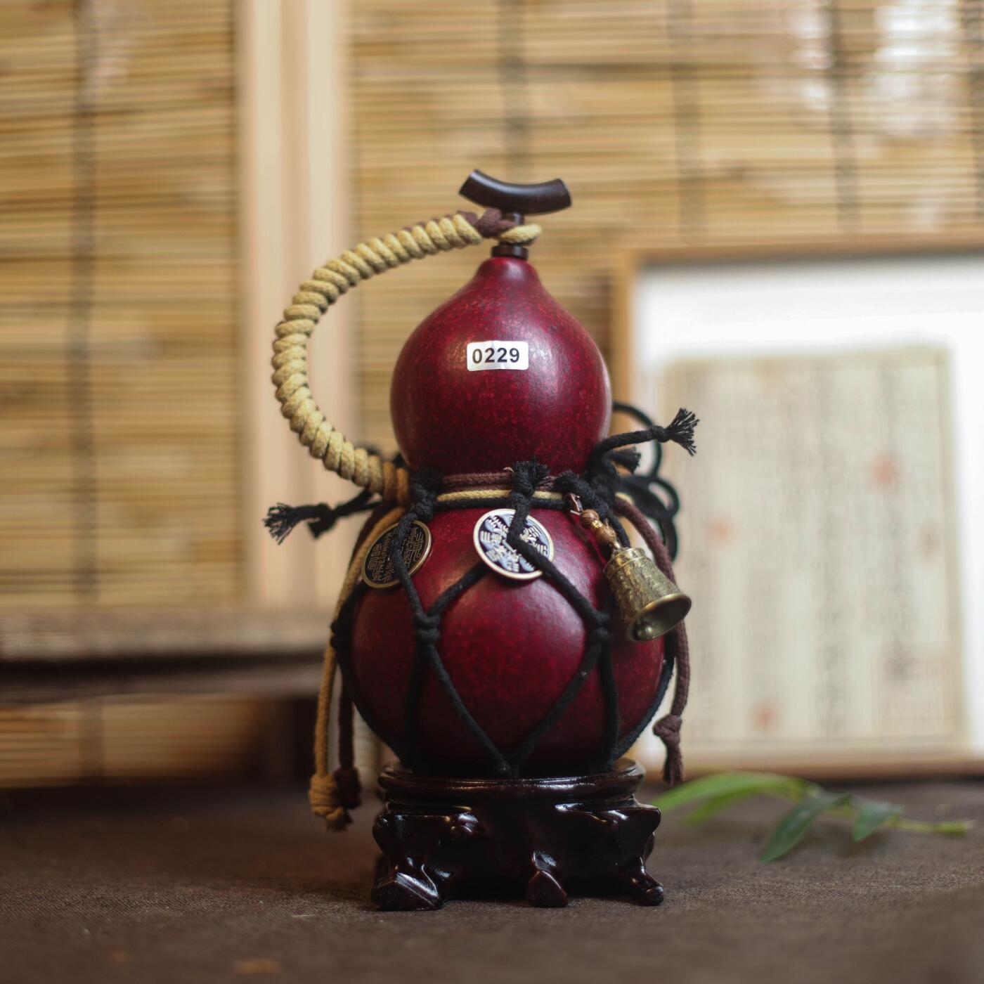 听雨轩（9）精品 非遗工艺天然大漆酒葫芦 一物一图专场 精品非遗工艺天然大漆酒葫芦 0229  650ml