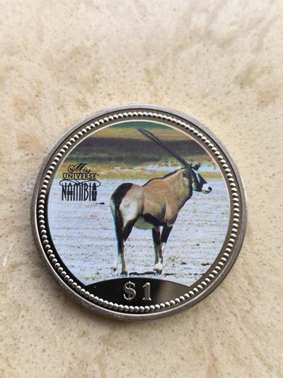 道一币馆币章第一百五十二场 - 纳米比亚1995年非洲羚羊1元彩绘精制纪念币