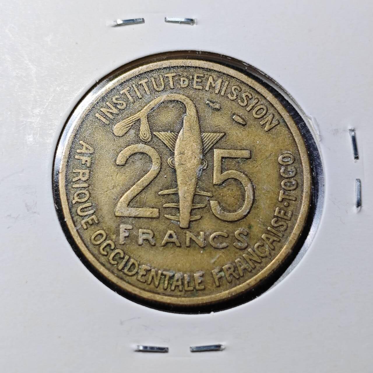 KK钱币收藏小铺  第359场  2月预留时间 周末发货  1957法属西非25法郎