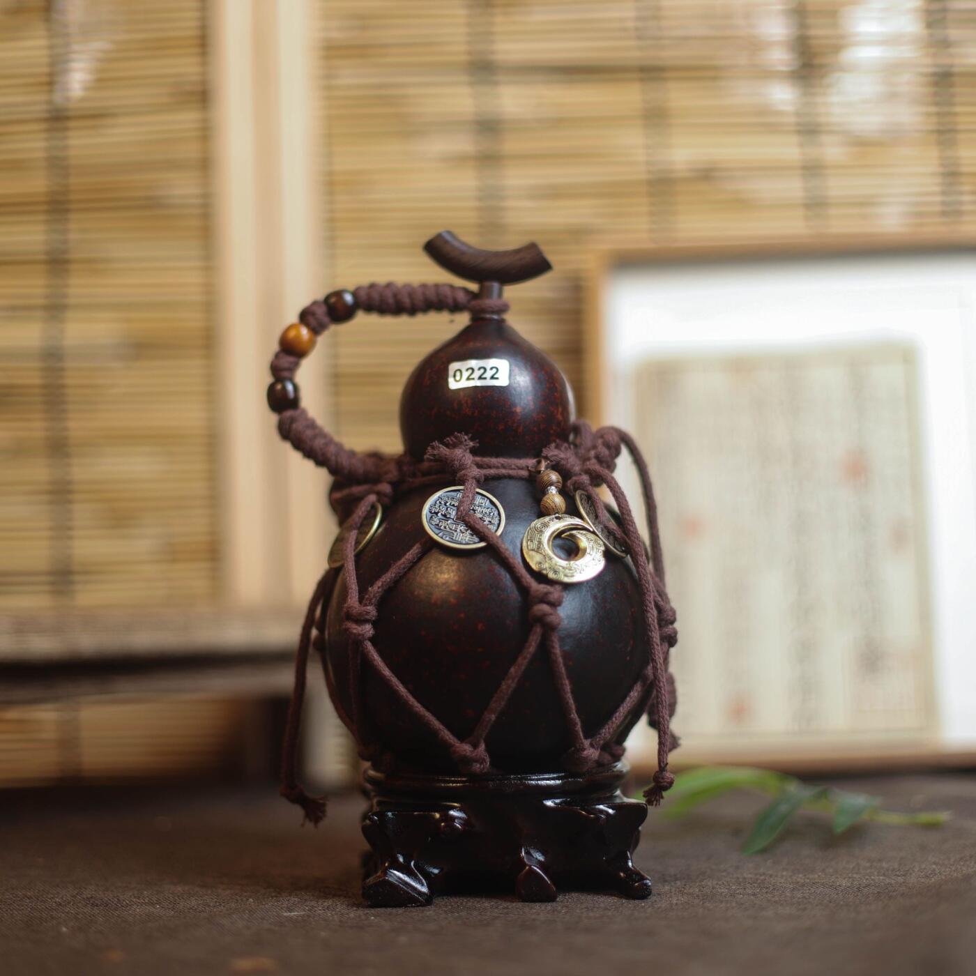听雨轩（9）精品 非遗工艺天然大漆酒葫芦 一物一图专场 精品非遗工艺天然大漆酒葫芦0222 600ml