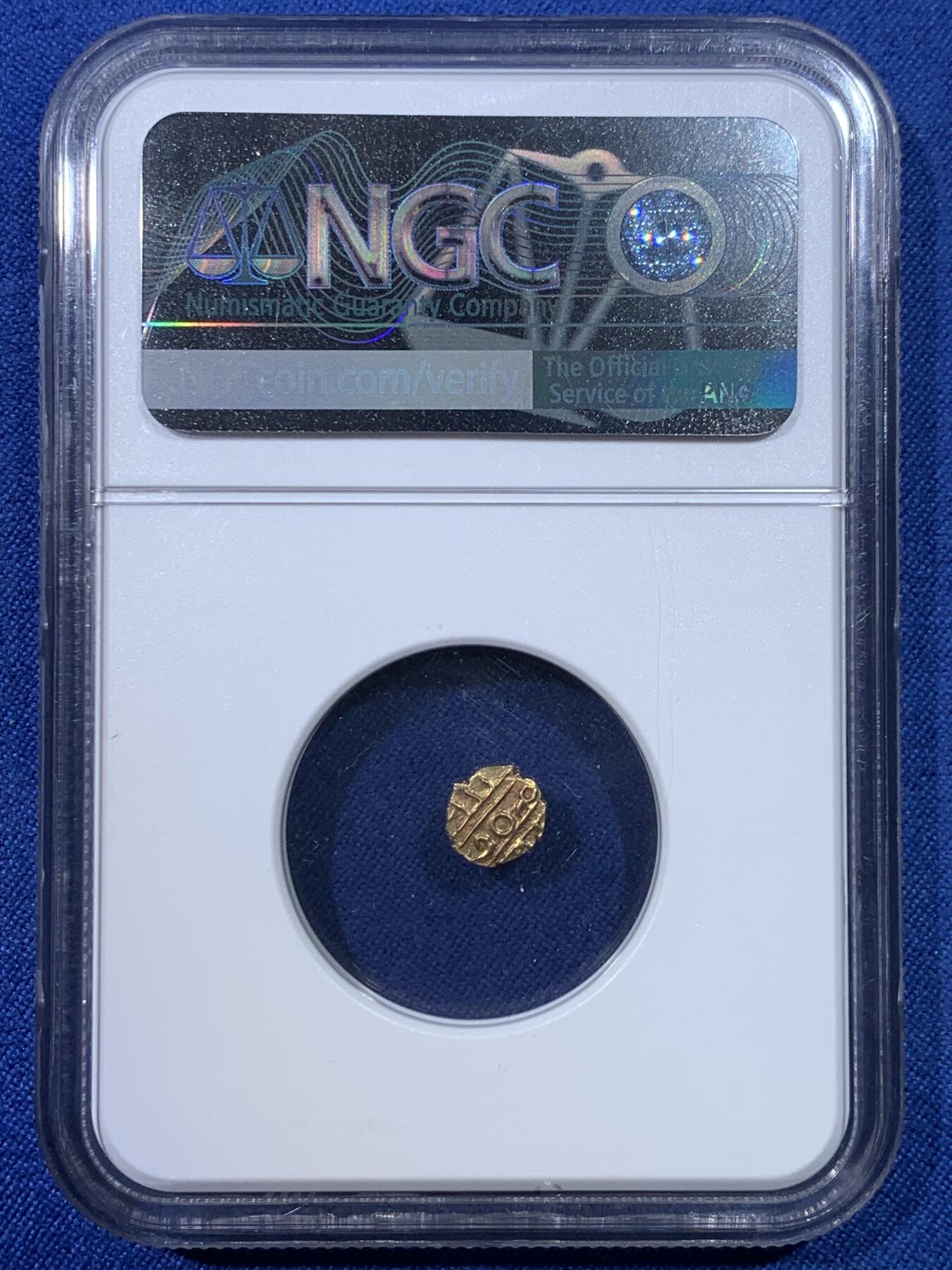 《竞宝斋》第432场 周日，周一 2场连拍 （全场包邮） NGC MS63 印度 迈索尔王国 1638-1812年 1F 金币 南印度经典货币形态 毗湿奴神像 外拍上涨品种