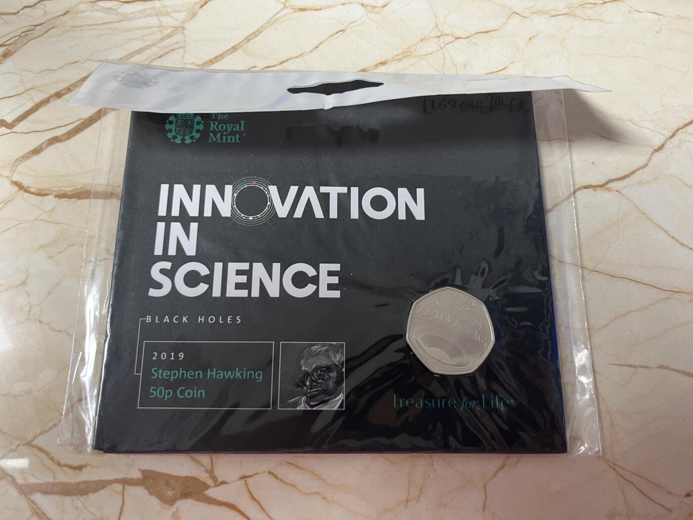 第180期拍卖【长期征集拍品】【北京币展专场】 卡装英国2019年霍金黑洞50便士铜镍合金纪念币