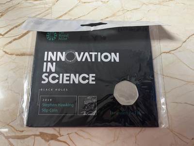 第180期拍卖【长期征集拍品】【北京币展专场】 - 卡装英国2019年霍金黑洞50便士铜镍合金纪念币