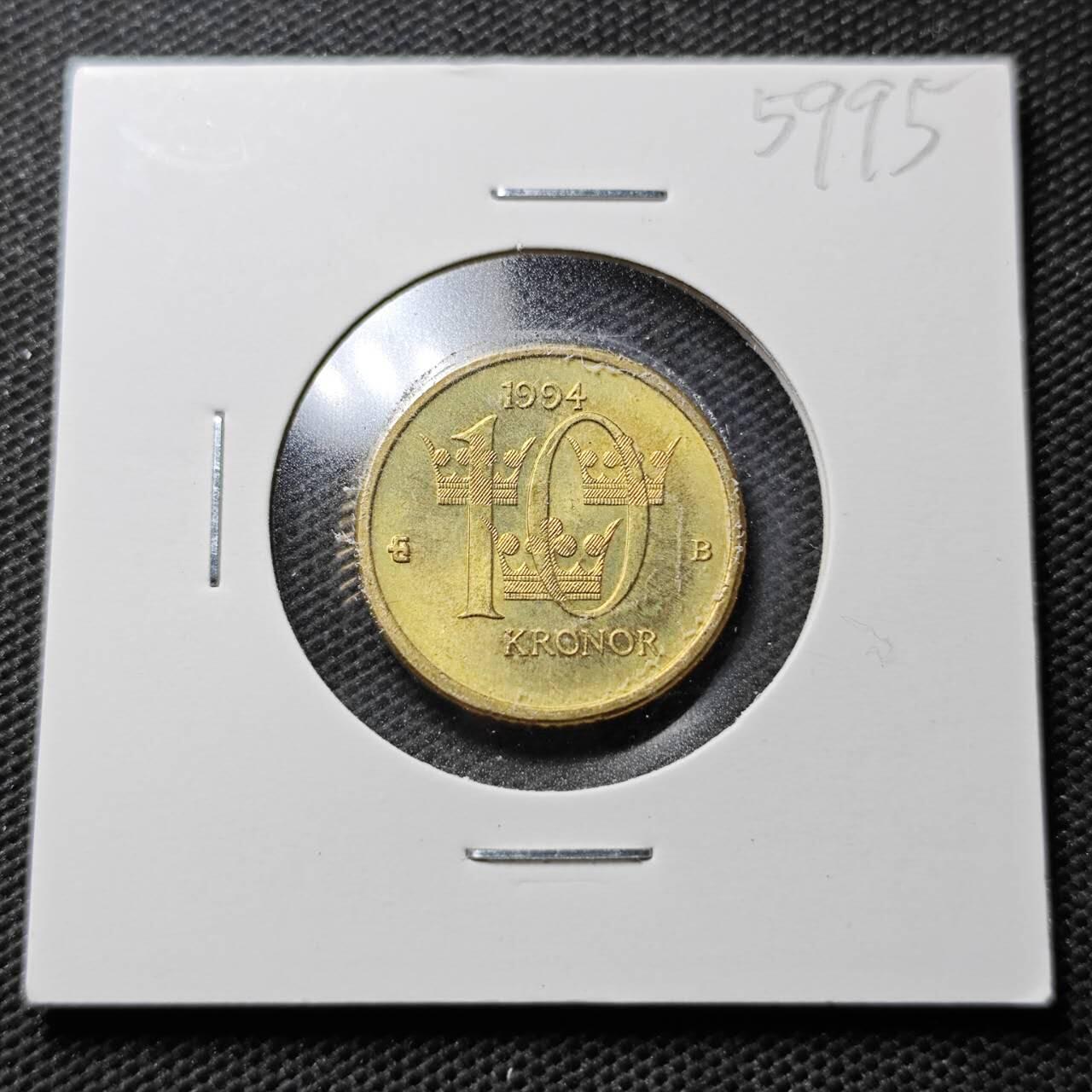 KK钱币收藏小铺  第359场  2月预留时间 周末发货  1994瑞典10克朗 好品