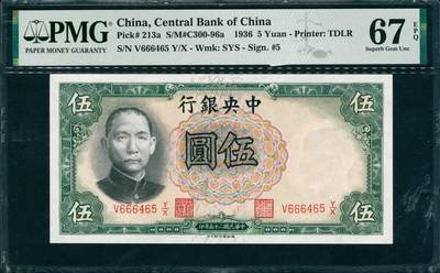 上海炎玺拍卖 玺韵华章：第三章 - 1936年中央銀行民國二十五年印绿伍圆