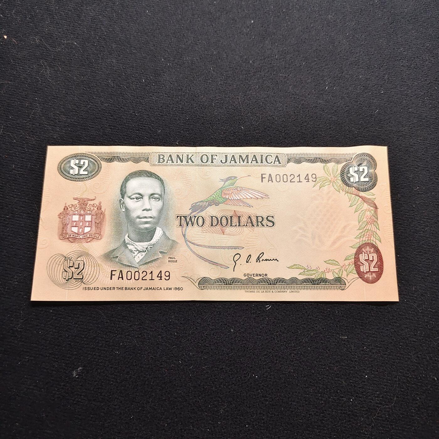 【全场包邮】纯粹捡漏拍472场（免费代拍第9场） 【纸钞】牙买加1960年2元FAO纪念钞