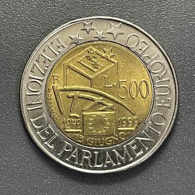回流1026 - 意大利1999年欧洲议会选举二十周年500里拉双色纪念币