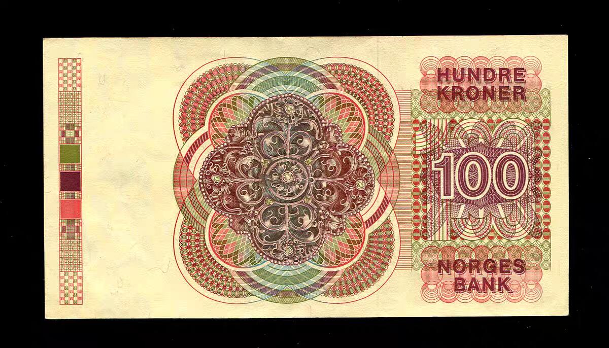 10月26号晚上8点 外国纸币自动截拍第46场 挪威  100克朗 1982年发行 全新UNC