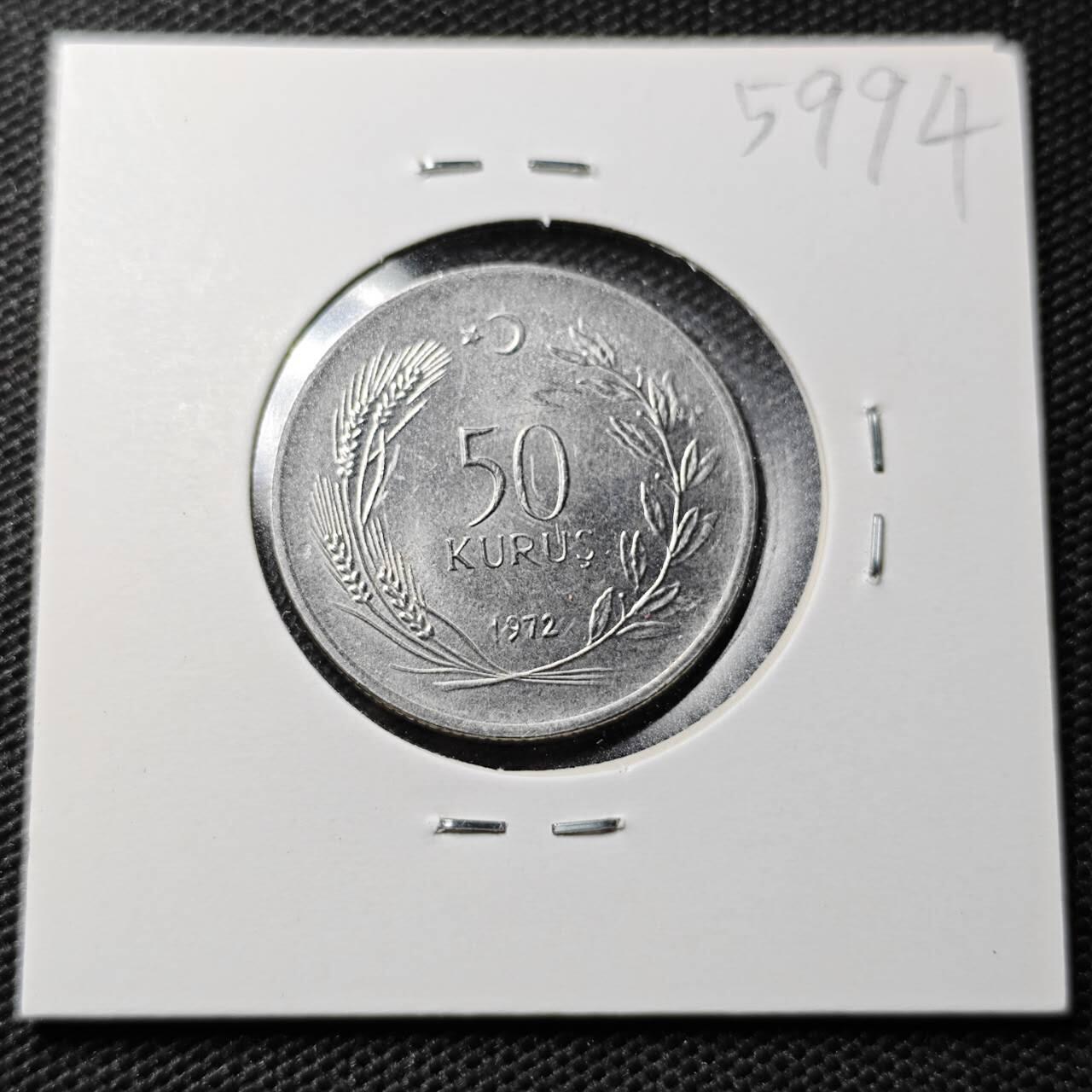 KK钱币收藏小铺  第359场  2月预留时间 周末发货  1972土耳其50库鲁 披纱女士 品不错