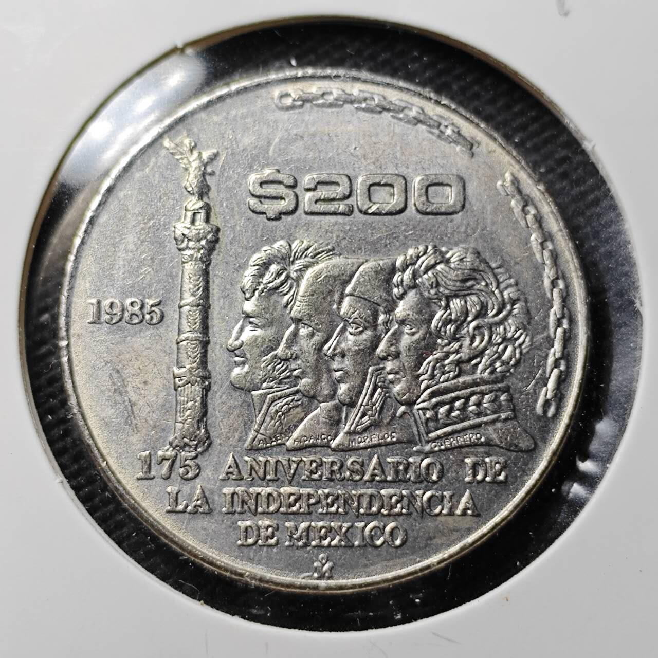 KK钱币收藏小铺  第359场  2月预留时间 周末发货  1985墨西哥200比索纪念币