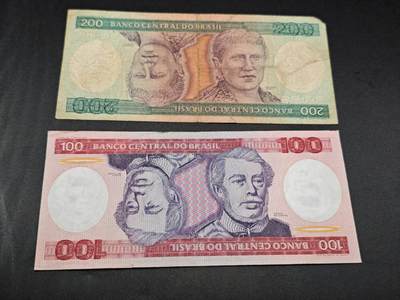 【淘币小摊】限时拍第七百七十七拍   纸币场  满百包邮可预留两周  周一统一发货  - 巴西100-200克鲁塞罗2张