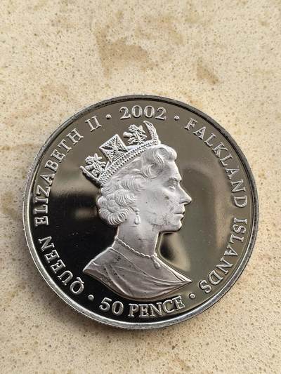 道一币馆币章第一百五十二场 - 福克兰群岛2002年英国王室巡游1克朗精制纪念币