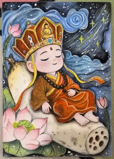 丫丫卡拍-场主生日🎂全场包邮（3月1日22：00截拍） 【原稿手绘小卡】墨婉文化《红月》Q版师徒四人一套