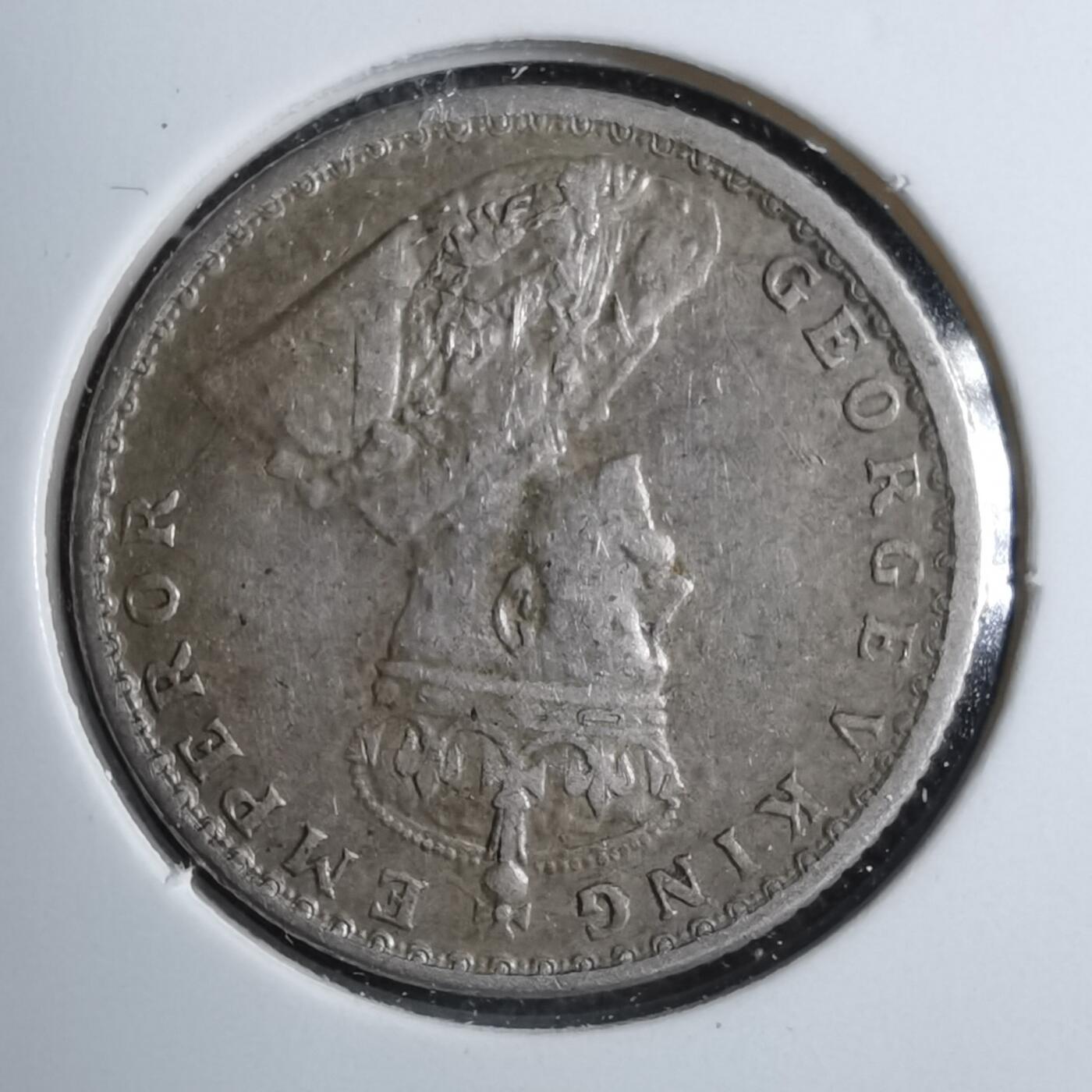 沼泽如烟--第887场 英属印度1913年四分之一卢比银币