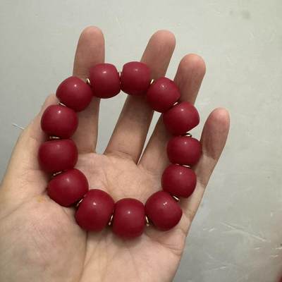听雨轩（九） - 老琉璃红手链 尺寸:16*14毫米*13颗