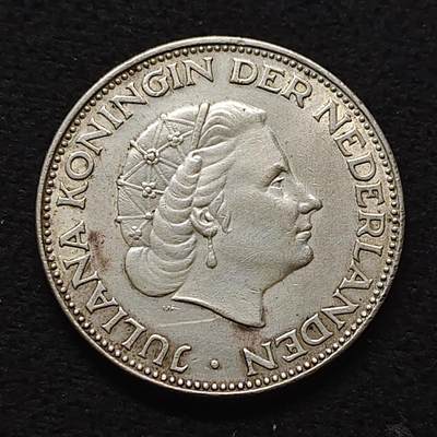 【全场包邮】纯粹捡漏拍473场（免费代拍第10场） - 荷兰1964年朱莉安娜女王2.5盾银币