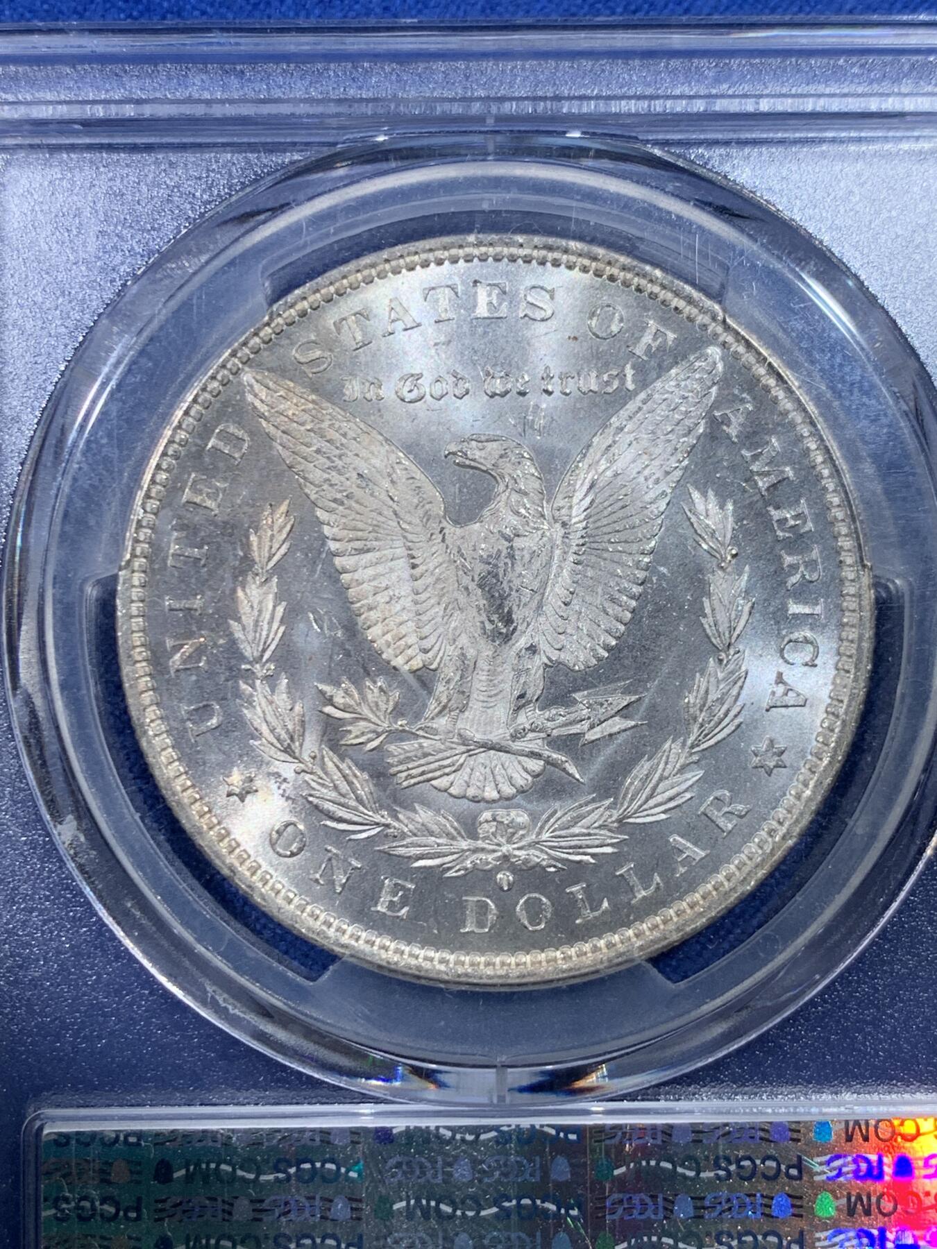 《竞宝斋》第432场 周日，周一 2场连拍 （全场包邮） PCGS MS63 美国1884-O摩根银币 转光品相底板好，盒子边沿小磕