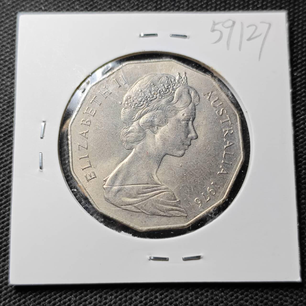 KK钱币收藏小铺  第359场  2月预留时间 周末发货  1976澳大利亚50分 好品