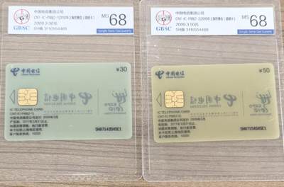 公藏第124期评级卡拍卖 - 电信IC卡（IC-P88   上海世博会透明卡）2全上海版，公博68分。