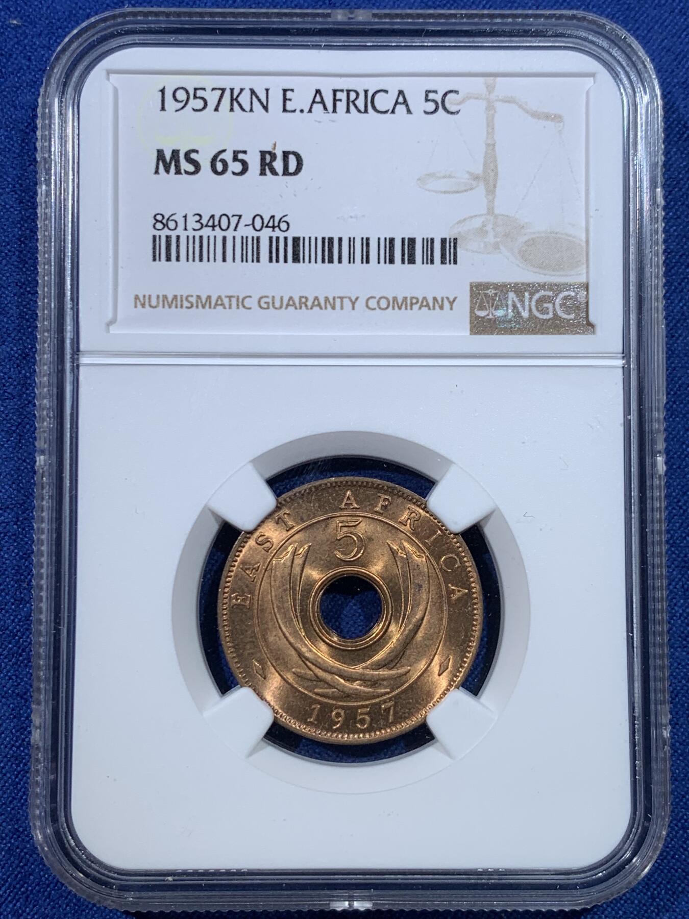《竞宝斋》第432场 周日，周一 2场连拍 （全场包邮） 四枚一组 NGC MS65-66 英属东非伊丽莎白二世时期四面值一组 都是65/66分高分！收藏一步到位！其中66分镍币是亚军分（冠军分仅1枚）！
