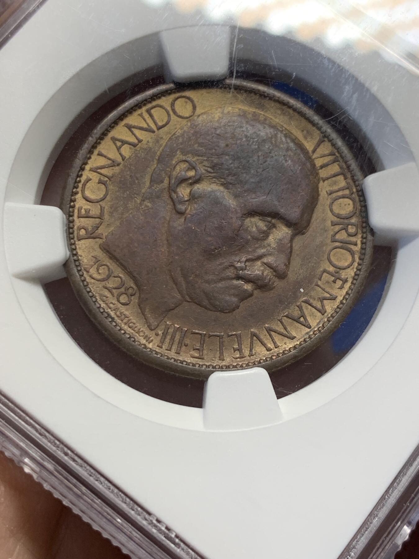 《竞宝斋》第432场 周日，周一 2场连拍 （全场包邮） NGC AU50 意大利1928年米兰世博会代用币 意大利代用币知名品种