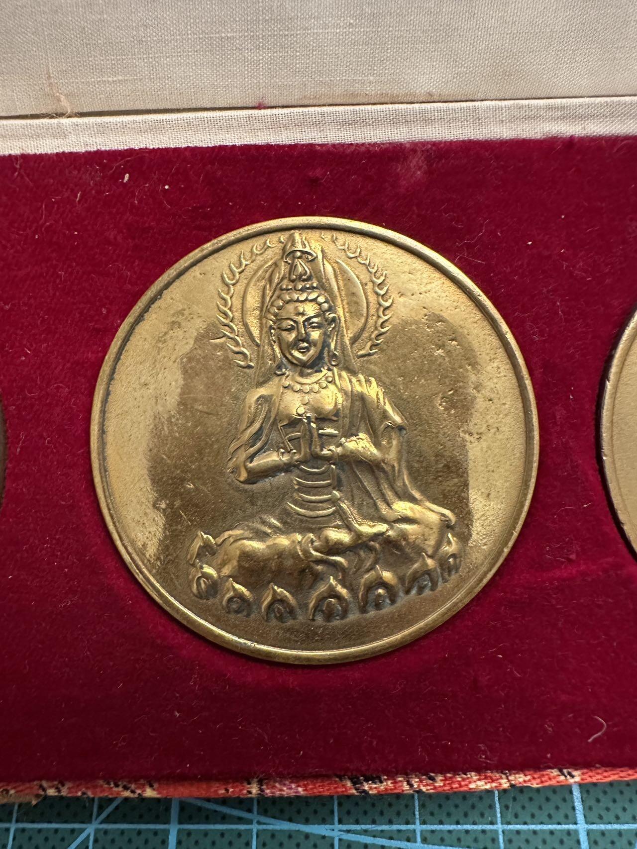 蒂克钱币-第46场 日本章牌专场 日本回流 佛教铜章3枚49mm 87g 