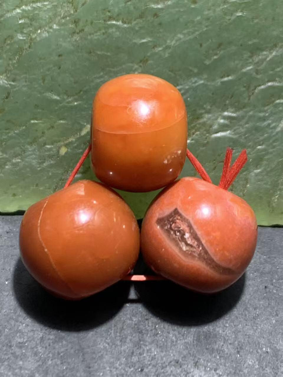 南红玛瑙通货老形桶珠三颗！配串利器！