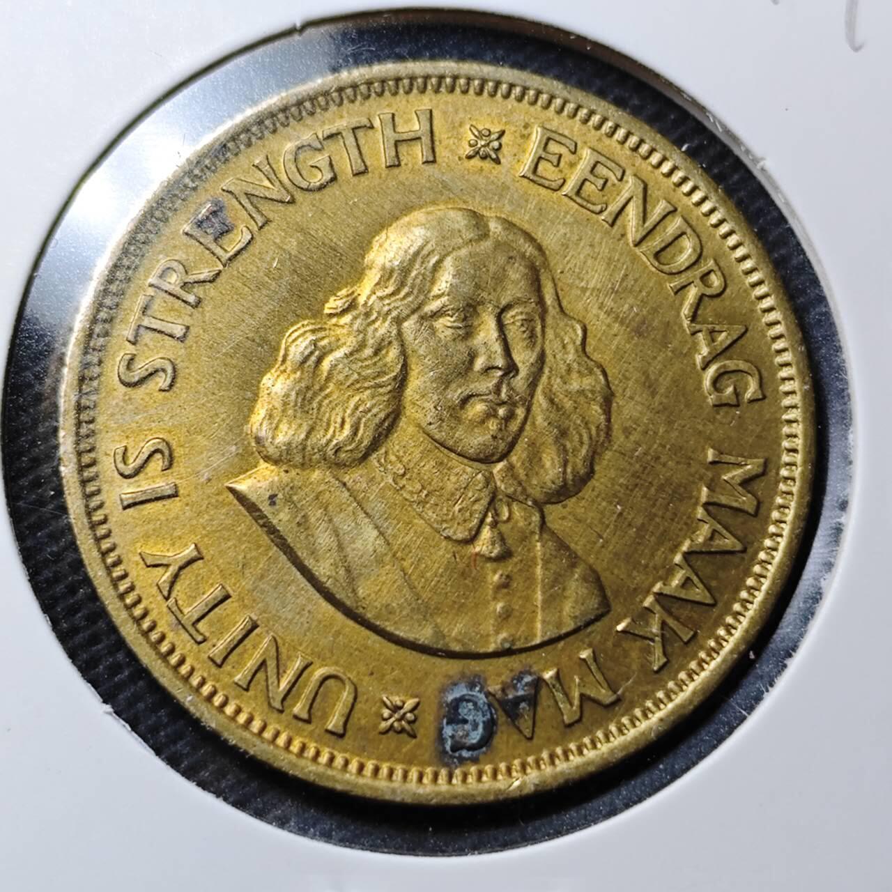 KK钱币收藏小铺  第359场  2月预留时间 周末发货  1964南非1分铜币