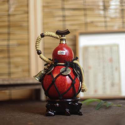 听雨轩（十九）天然大漆酒葫芦专场（一图一物） - 精品非遗工艺天然大漆酒葫芦0203 500ml