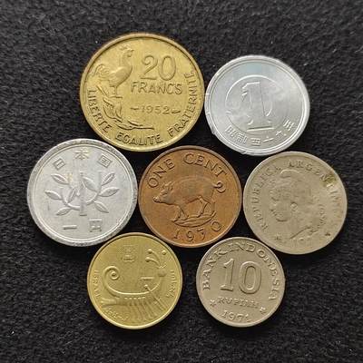 【全场包邮】纯粹捡漏拍472场（免费代拍第9场） - 世界各国各年份散币7枚一组-法国+百慕大+以色列+日本等