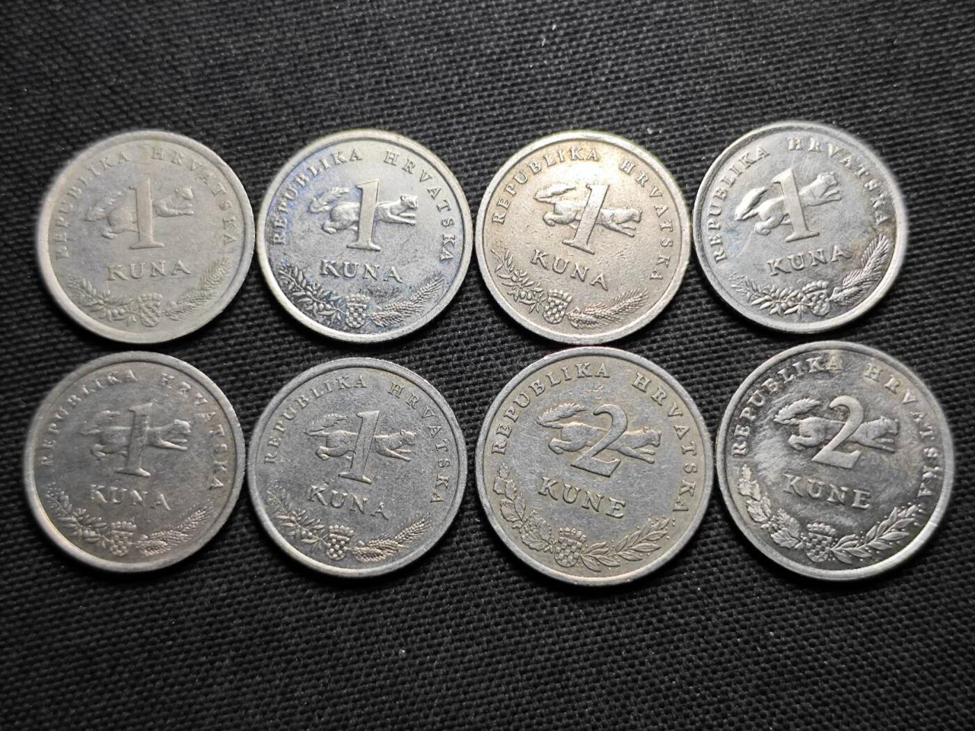 KK钱币收藏小铺  第359场  2月预留时间 周末发货  克罗地亚一组8枚