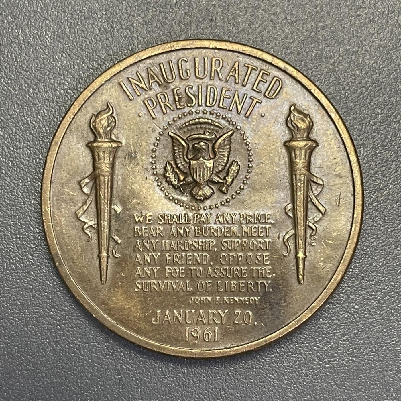 回流1026 美国1961年肯尼迪总统就职纪念章 包浆温润 设计精美