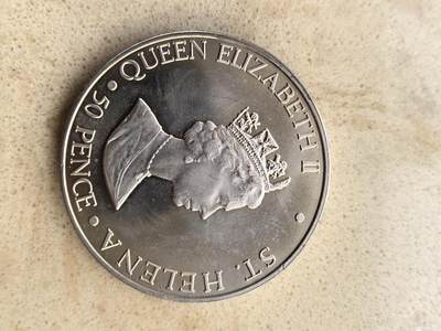 道一币馆币章第一百五十二场 - 圣赫勒拿岛2000年伊丽莎白王太后百岁寿辰50便士克朗型纪念币