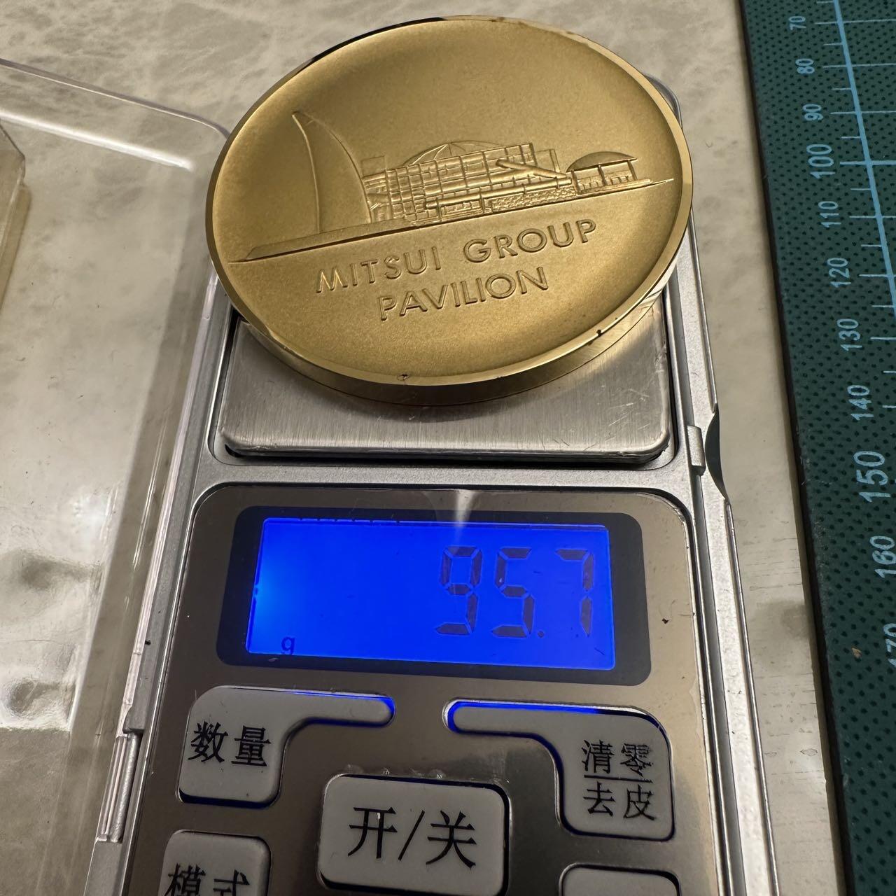蒂克钱币-第46场 日本章牌专场 日本 1970年万国博览会镀金 铜章 60mm 95g 绒布盒