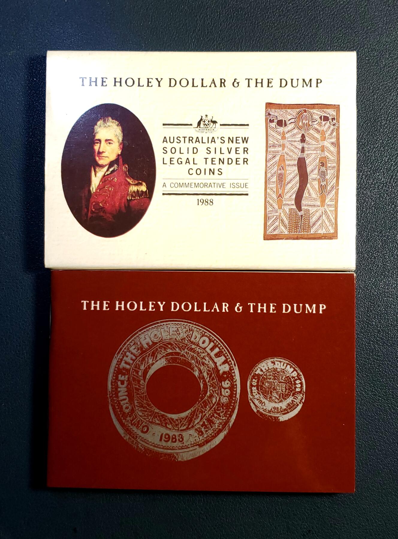 世界各国银币章专场（第23场） 原装证书册1988年澳大利亚25分、1元子母精制银币（带彩）
