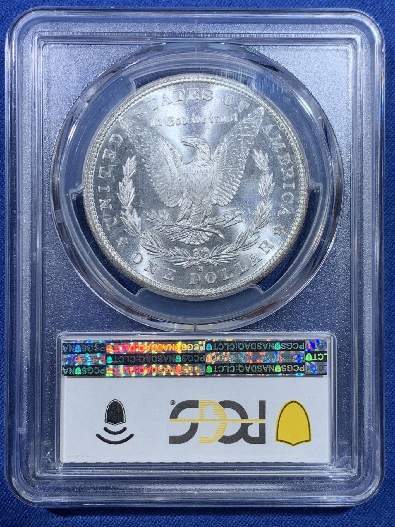 《竞宝斋》第432场 周日，周一 2场连拍 （全场包邮） PCGS MS65 美国1881-S版摩根银币 高亮车轮光   银光玲珑剔透