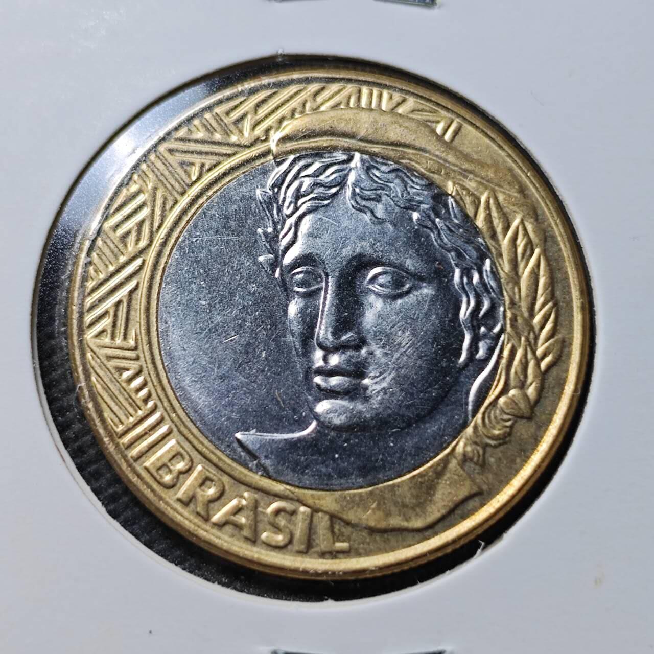 KK钱币收藏小铺  第359场  2月预留时间 周末发货  2008巴西1瑞尔双色币